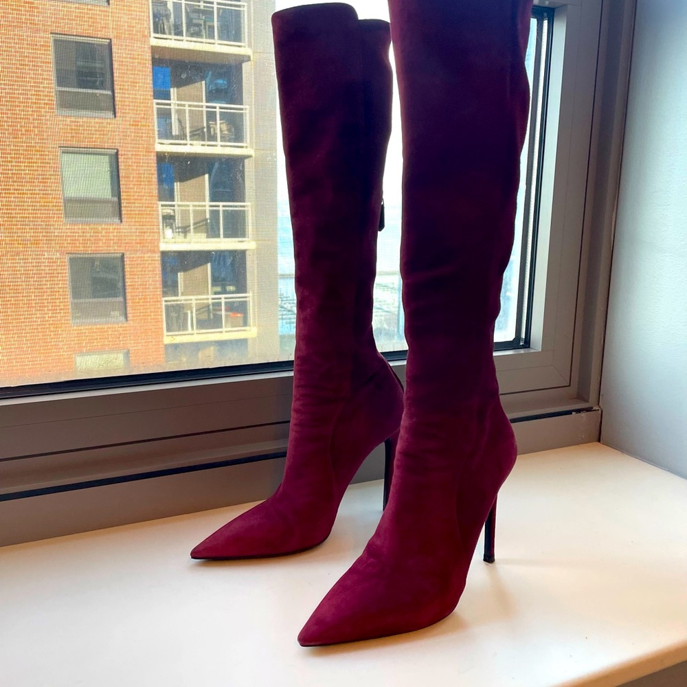 Prada Elegant Heeled Suede Boots Size 9